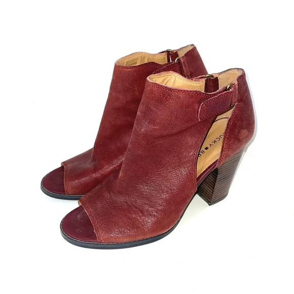 Lucky Brand Burgundy Open Toe Heels Size 10 - Picture 1 of 10